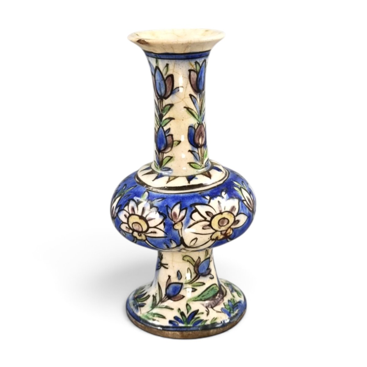Vase iranien polychrome d'époque Qajar, fin XIXe–début XXe siècle-photo-4
