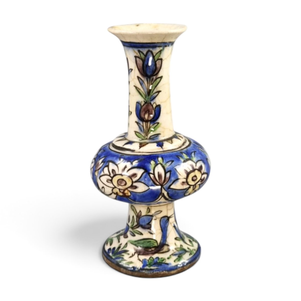 Vase iranien polychrome d'époque Qajar, fin XIXe–début XXe siècle-photo-1