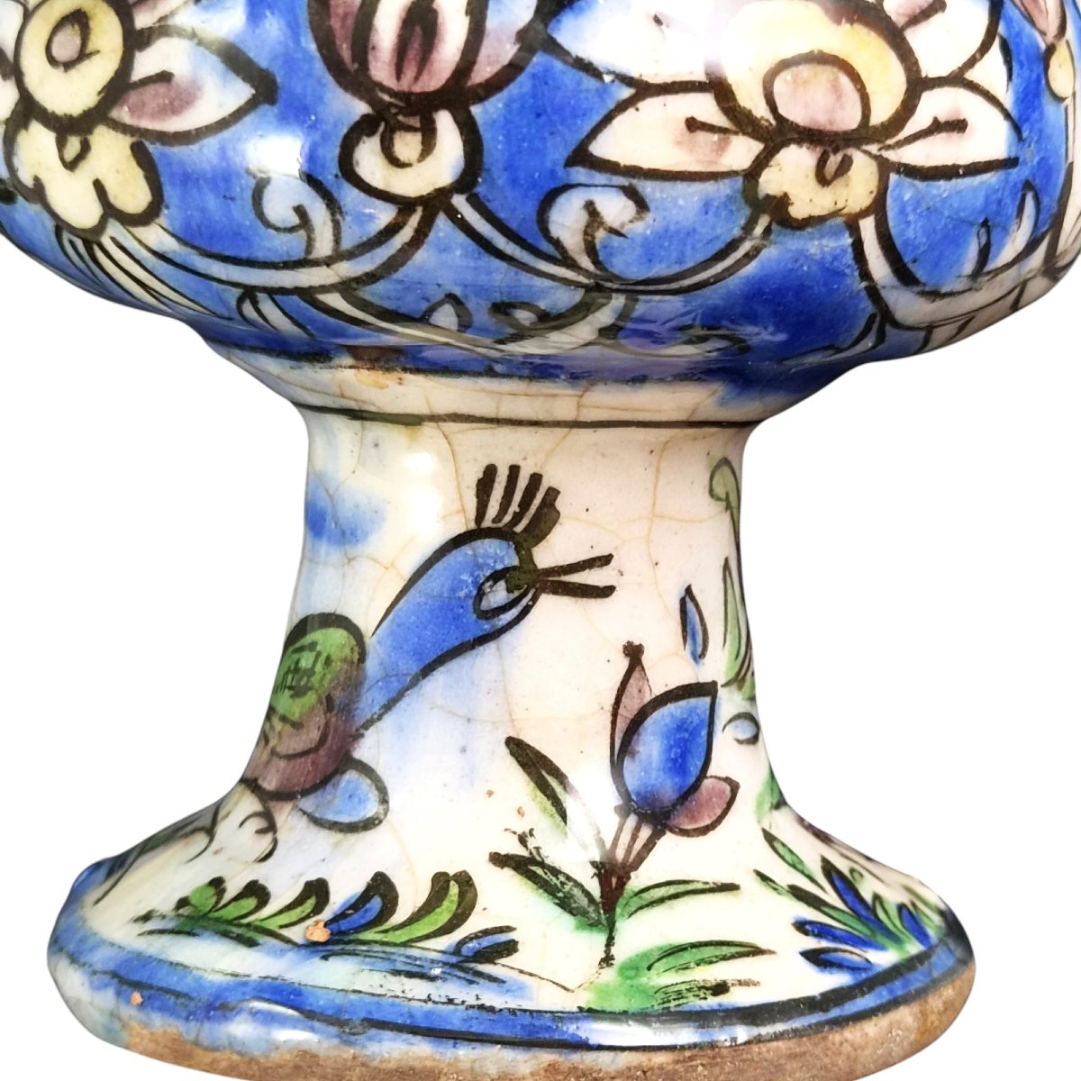 Vase iranien polychrome d'époque Qajar, fin XIXe–début XXe siècle-photo-4