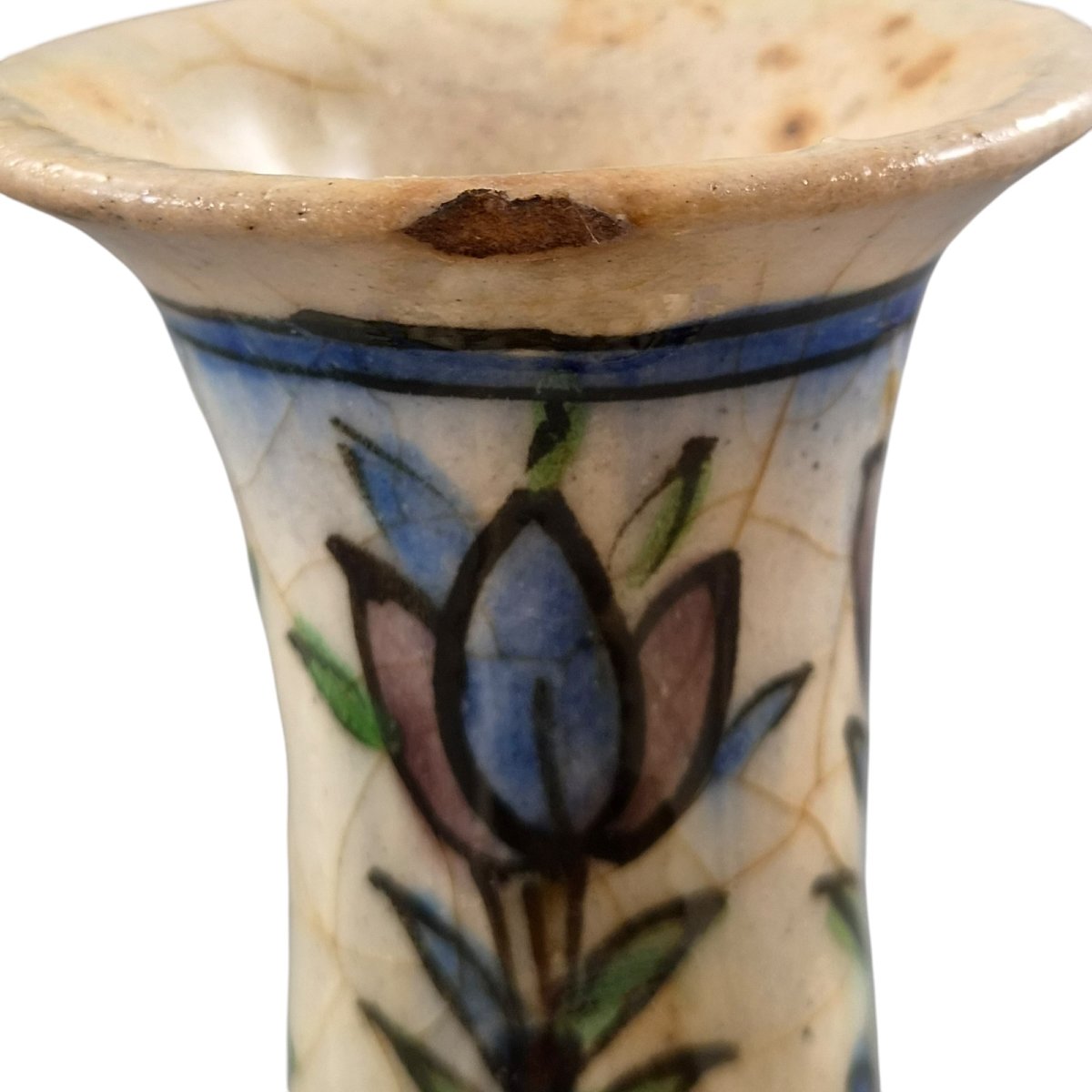 Vase iranien polychrome d'époque Qajar, fin XIXe–début XXe siècle-photo-6