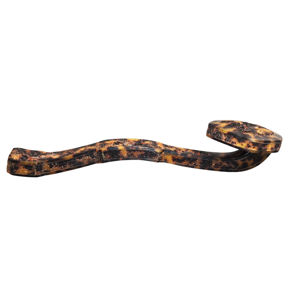 Sceptre Ruyi chinois en écaille sculptée, dynastie Qing, probablement fin XIXe siècle-photo-2