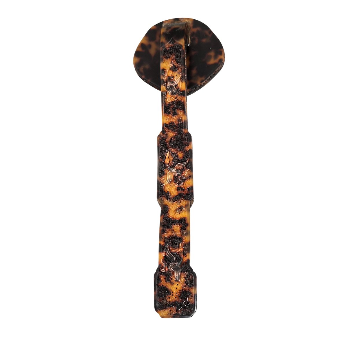 Sceptre Ruyi chinois en écaille sculptée, dynastie Qing, probablement fin XIXe siècle-photo-1