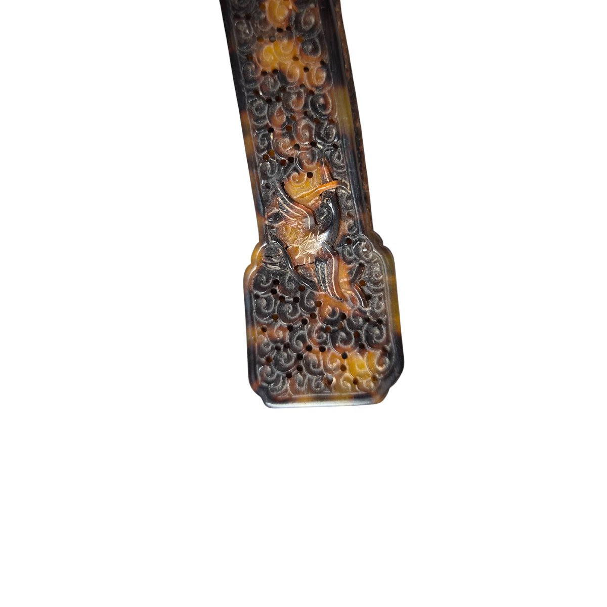 Sceptre Ruyi chinois en écaille sculptée, dynastie Qing, probablement fin XIXe siècle-photo-8