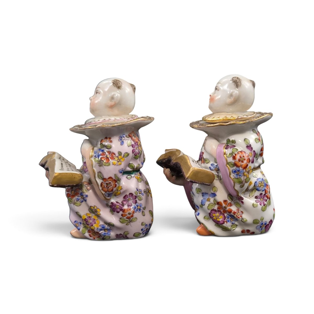 Pair Of Figurative Inkwells By Edmé Samson Depicting Chinese Boy Singers, Circa 1850–1860-photo-2