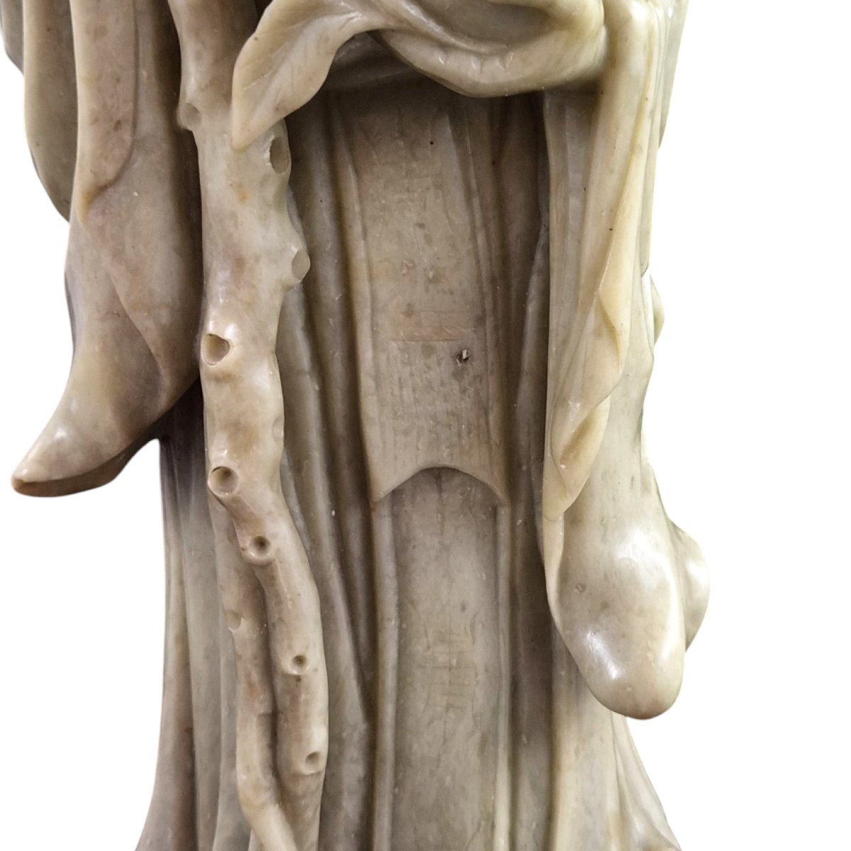 Large Carved Chinese Shoulao Figure Made Of Soapstone, Circa 1890-photo-6