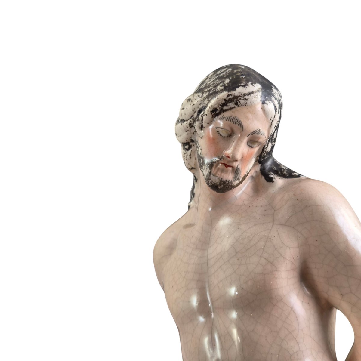 Large Staffordshire Figure Of Christ At The Column, Circa 1860-photo-5