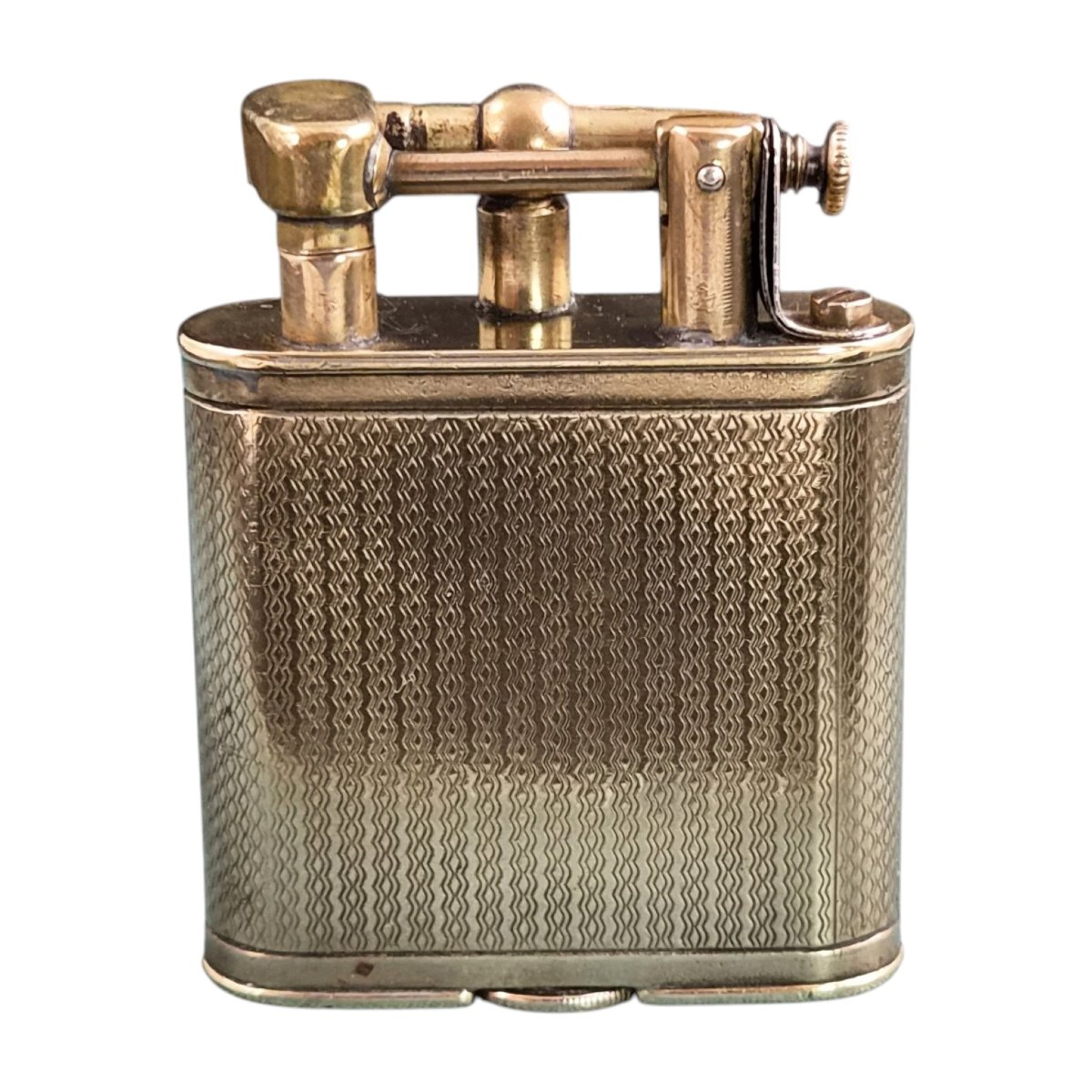 Briquet Dunhill Unique B à bras droit en laiton doré, vers 1926-1928-photo-3