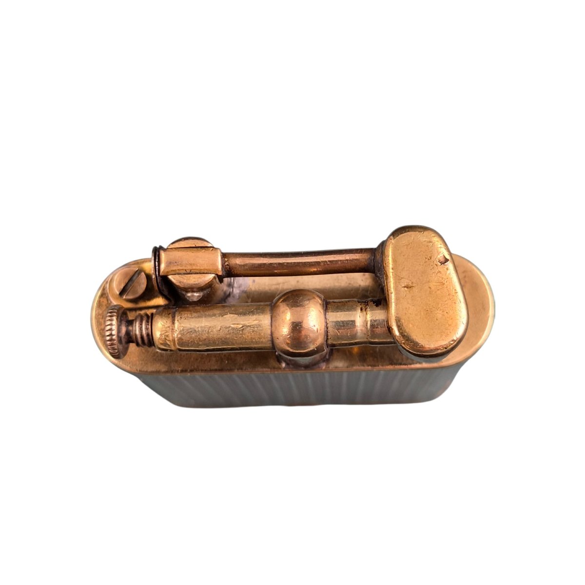 Briquet Dunhill Unique B à bras droit en laiton doré, vers 1926-1928-photo-2
