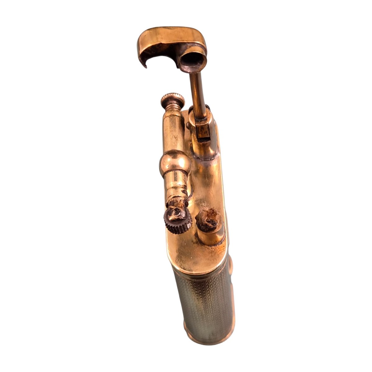 Briquet Dunhill Unique B à bras droit en laiton doré, vers 1926-1928-photo-3