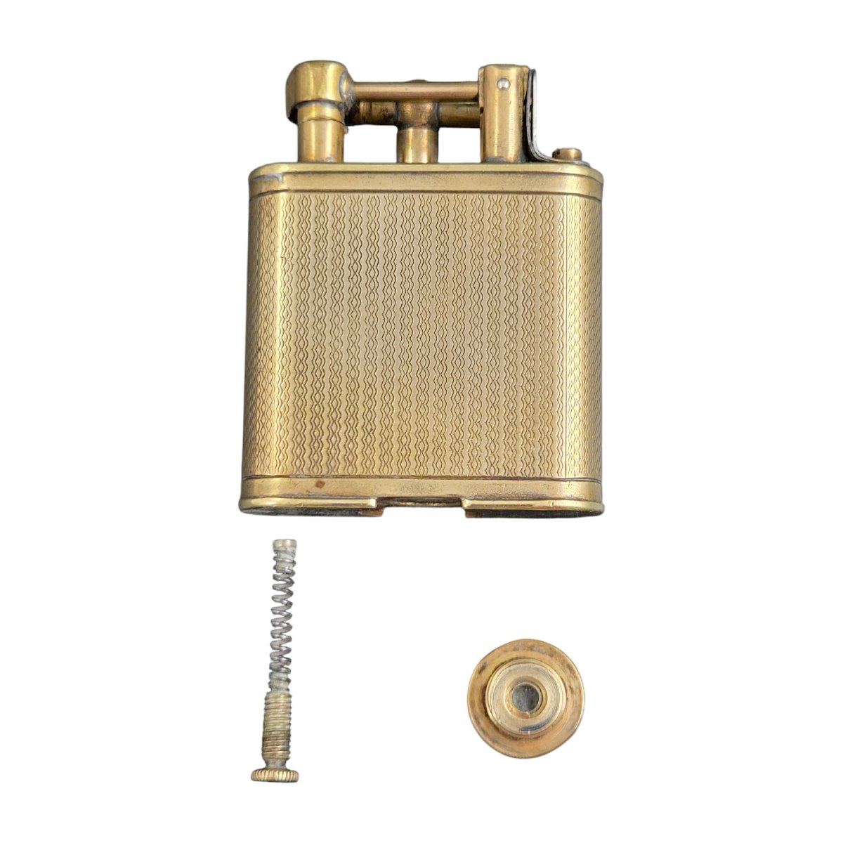 Briquet Dunhill Unique B à bras droit en laiton doré, vers 1926-1928-photo-5