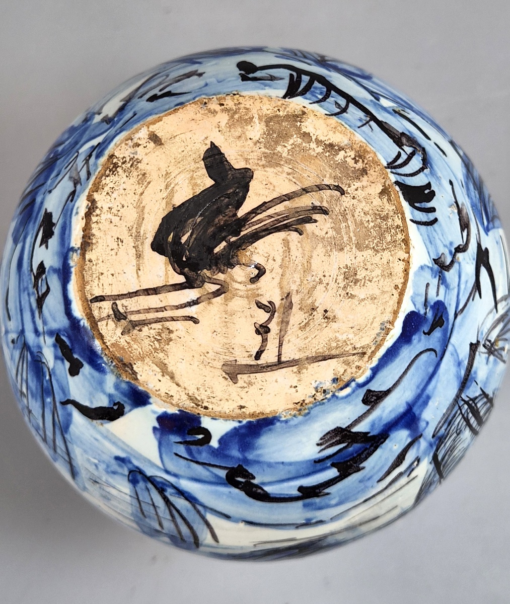 Antique Cantagalli Blue And White Savona Style Maiolica Cabinet Vase, Florence C.1884-photo-8