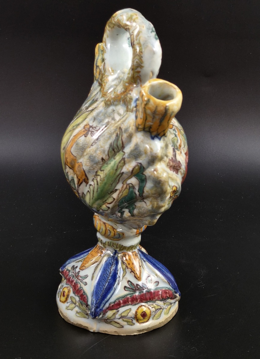 Antique Italian Majolica Scallop Shell Pilgrim Flask, Fiasca Da Pellegrino, 18th C-photo-1