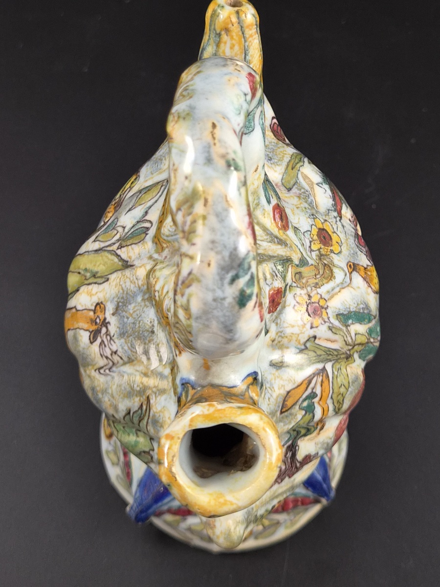Antique Italian Majolica Scallop Shell Pilgrim Flask, Fiasca Da Pellegrino, 18th C-photo-4