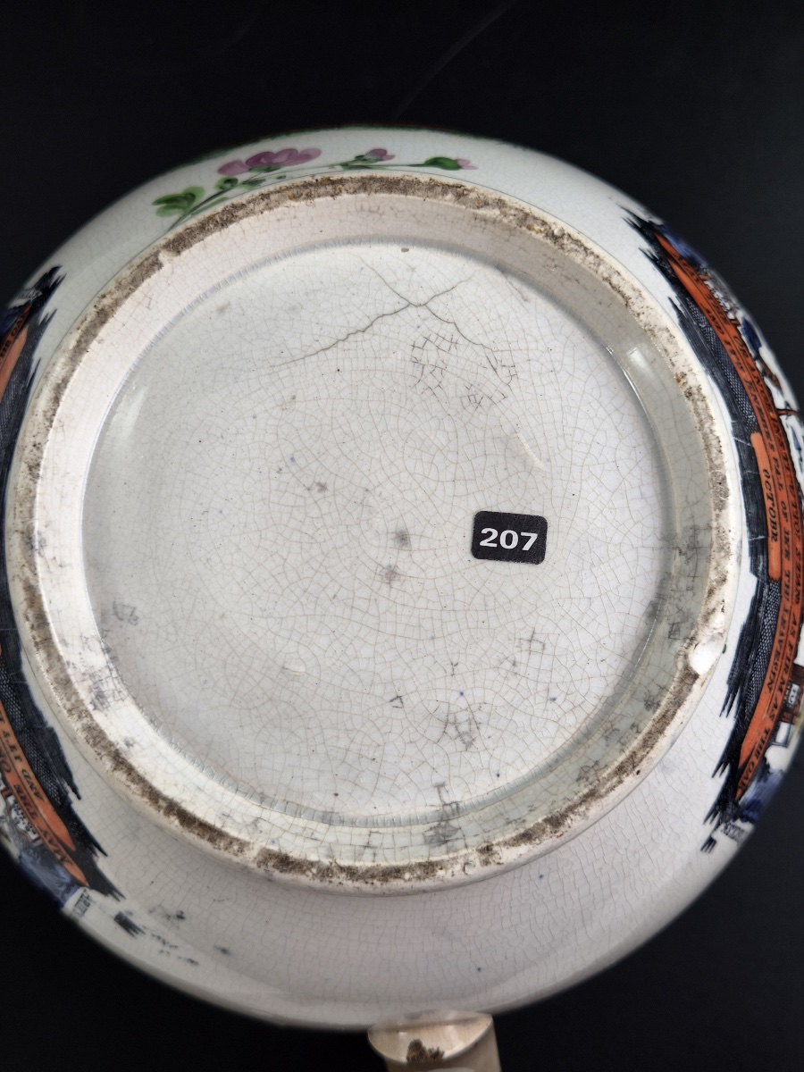 Staffordshire Orange Order Commemorative Jug, Polychrome Earthenware, C.1840-1850-photo-3