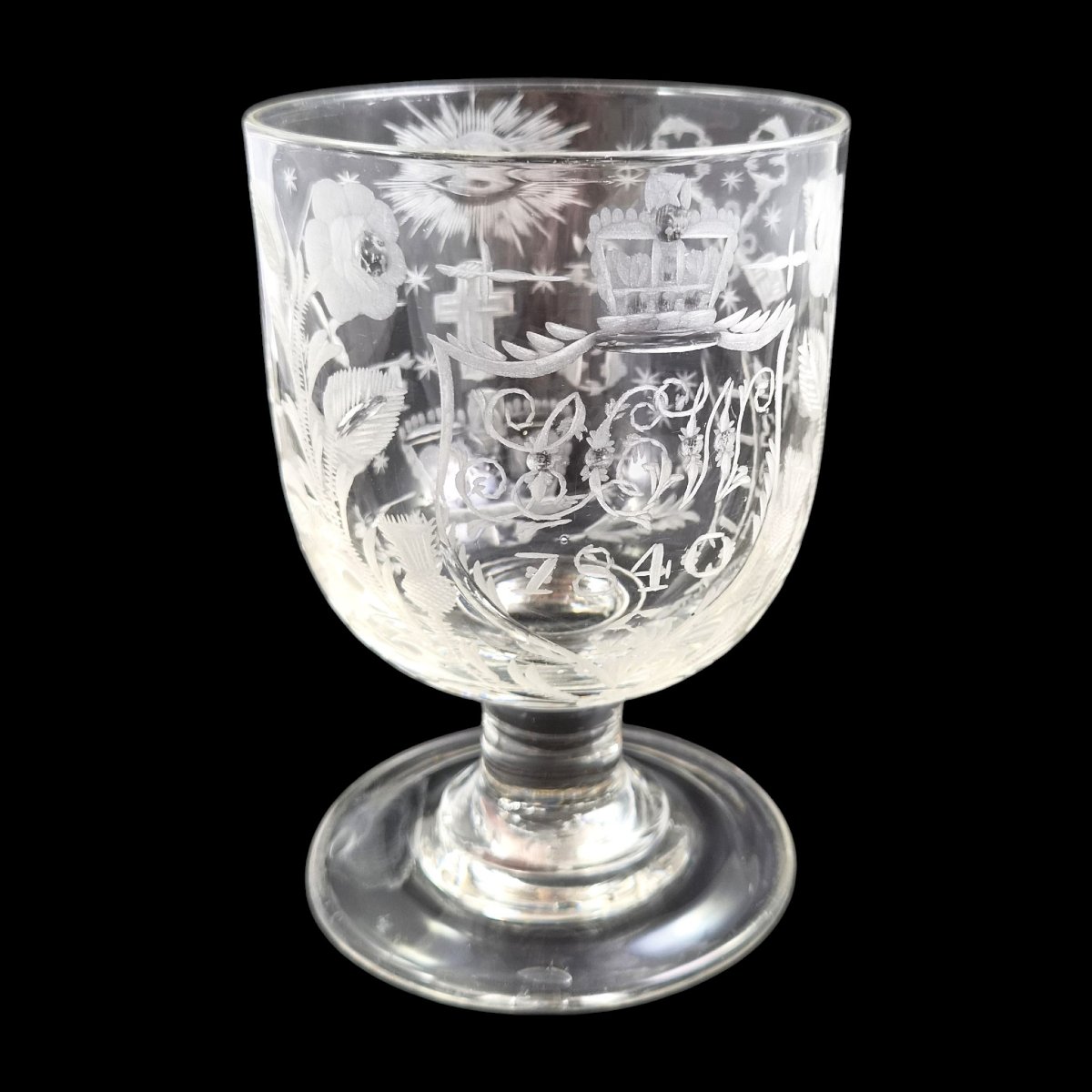 Rummer anglais gravé Grand Alfred Order of Old Friends, vers 1820–1830-photo-3