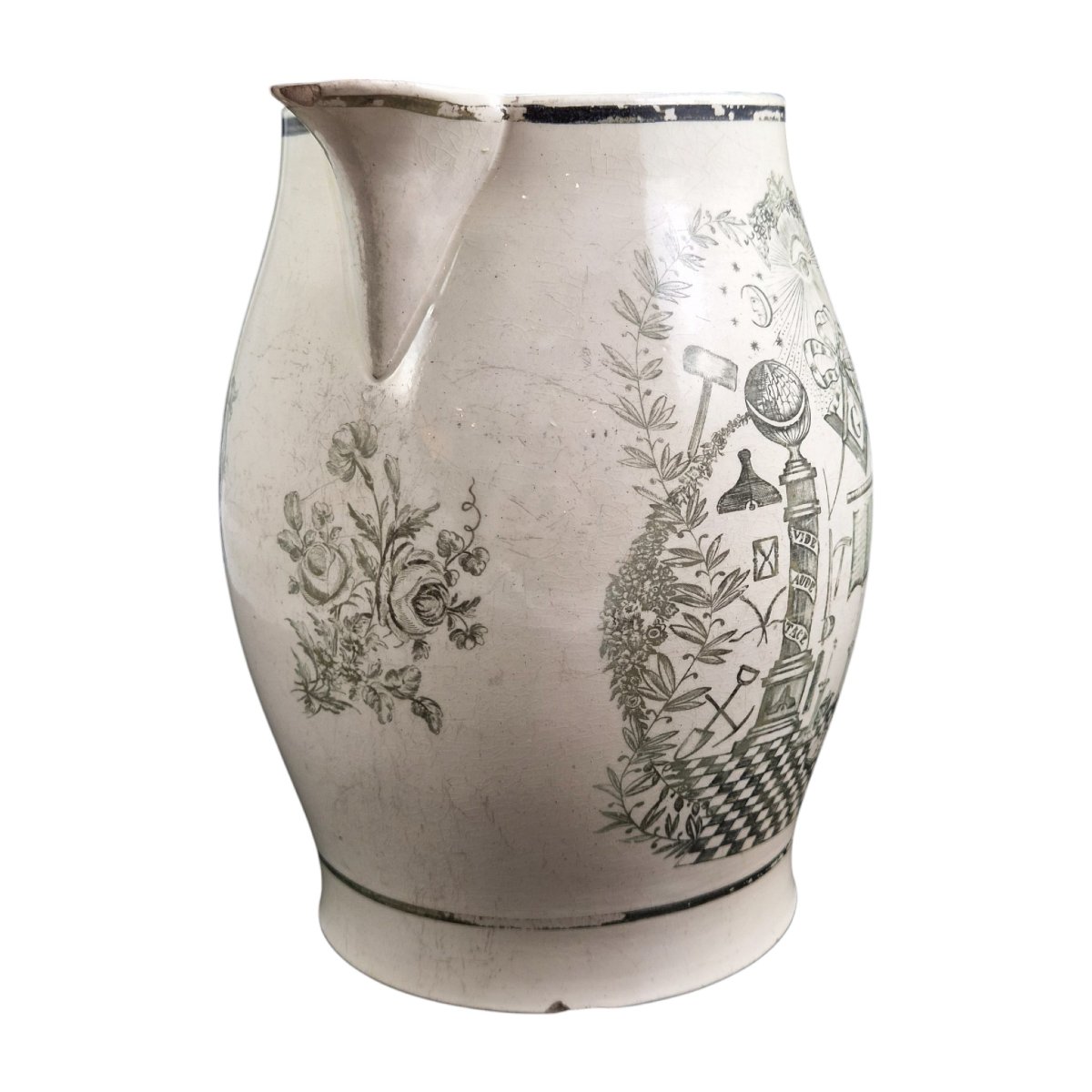 Staffordshire Creamware Masonic Pitcher, Ca. 1800–1810-photo-3