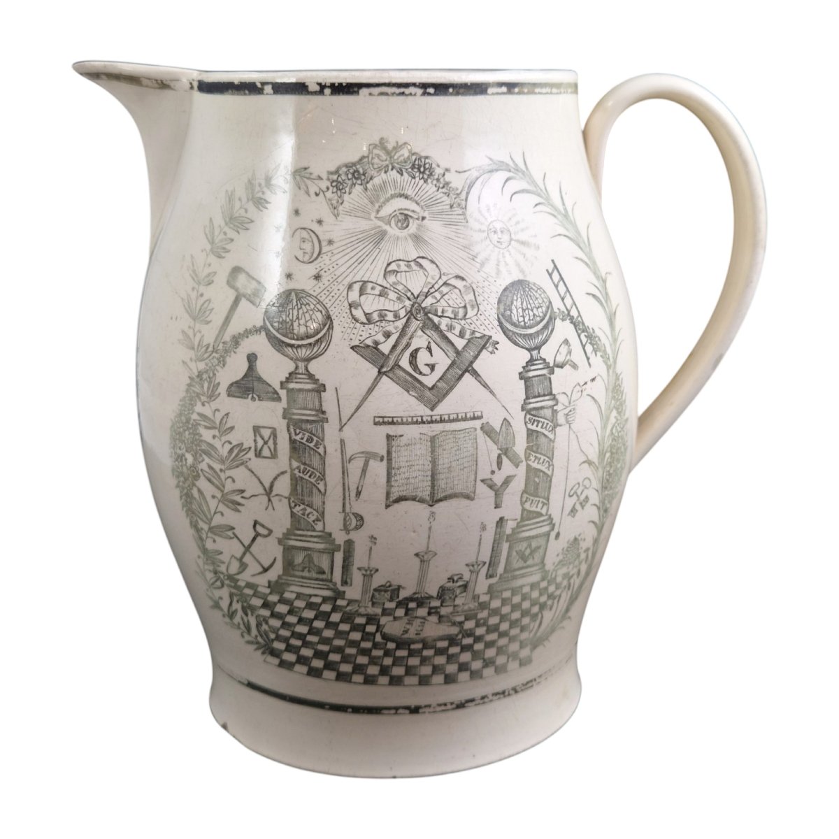 Staffordshire Creamware Masonic Pitcher, Ca. 1800–1810-photo-4