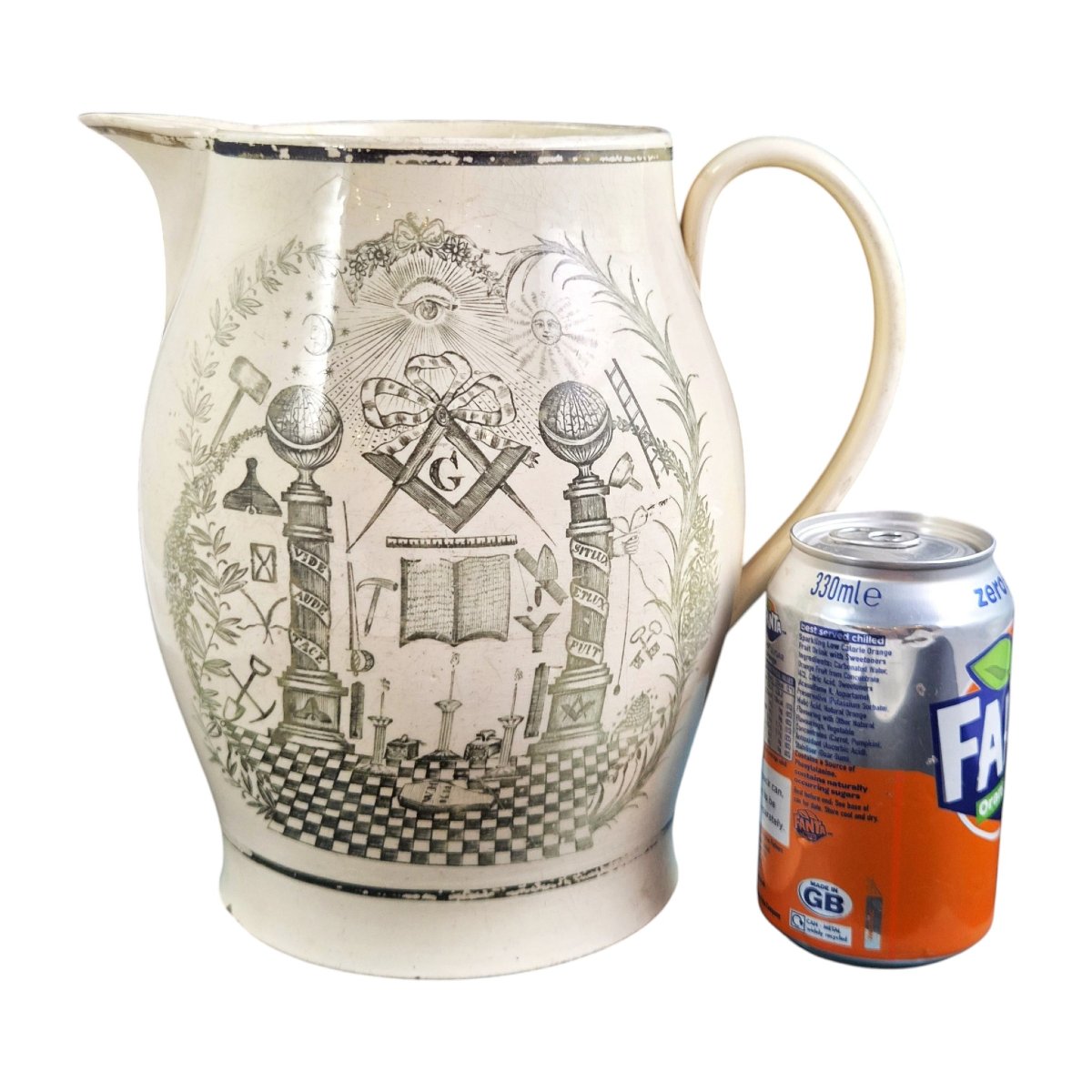 Staffordshire Creamware Masonic Pitcher, Ca. 1800–1810-photo-7