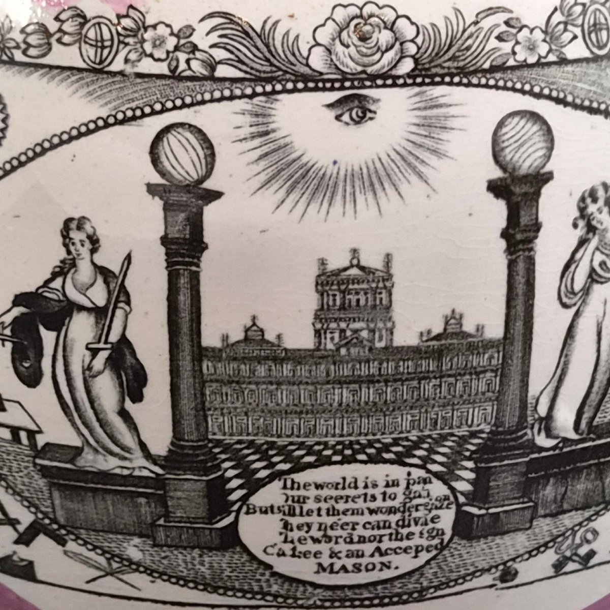 Sunderland Masonic Pitcher In Pearlware With A Pink Lustre, Circa 1850-photo-4