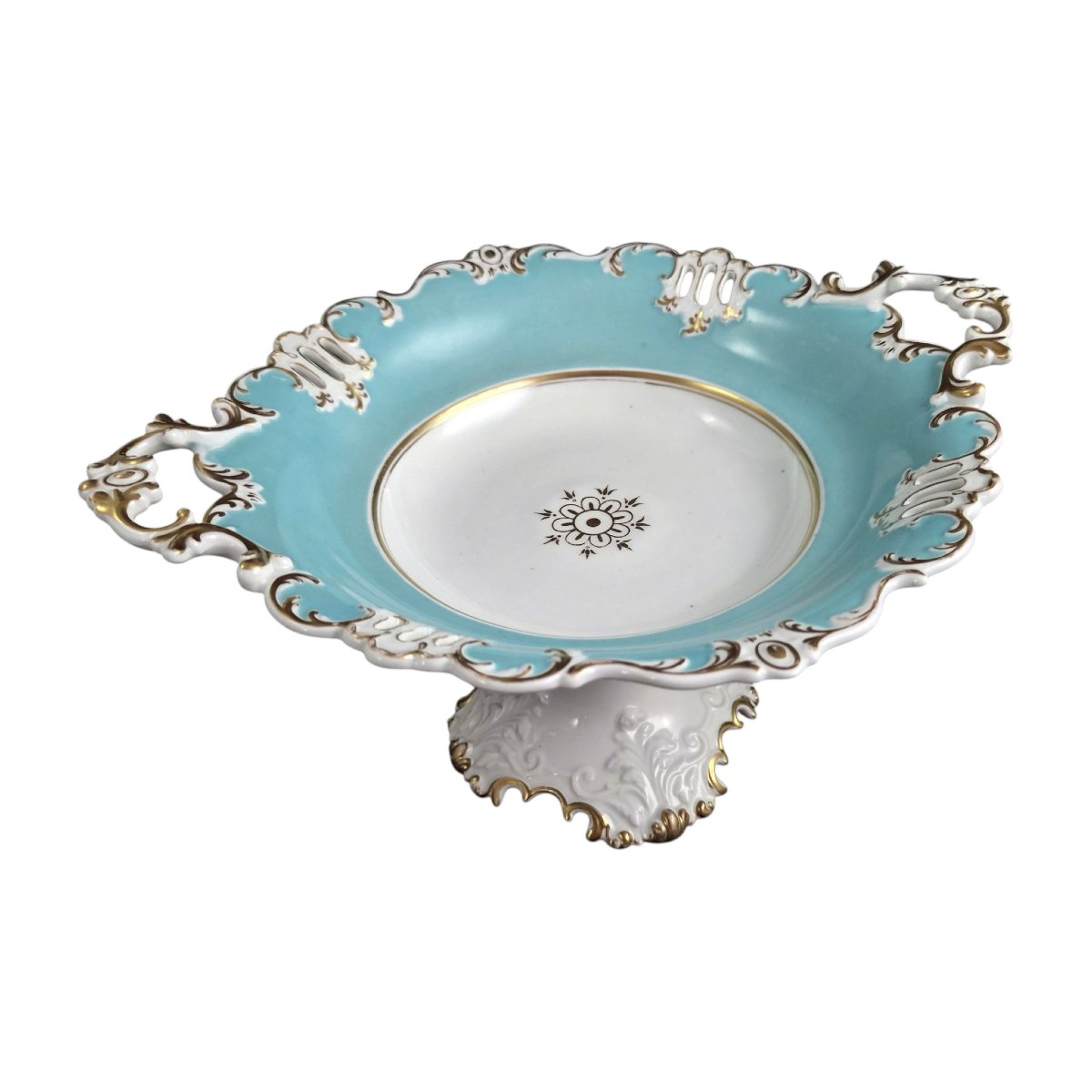 Coalport, coupe sur pied en porcelaine turquoise, vers 1840–1850-photo-2