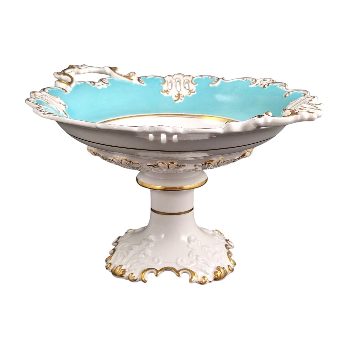 Coalport, coupe sur pied en porcelaine turquoise, vers 1840–1850-photo-1