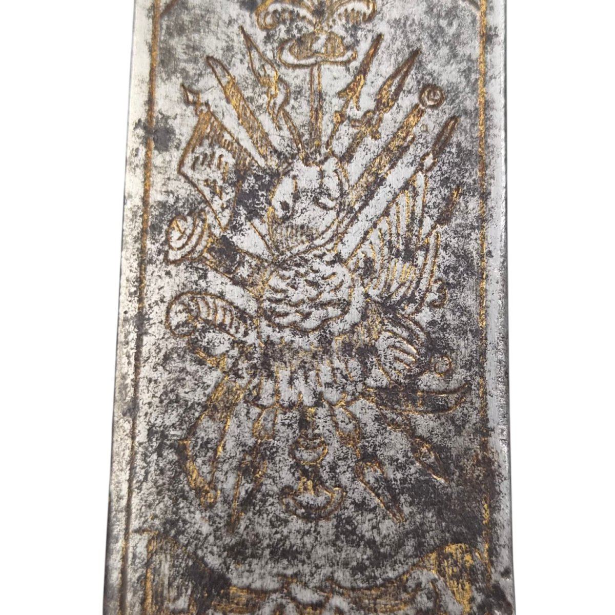 Rare poignard hybride européen-afghan du XIXe siècle, lame d'officier bleuie et dorée, monture -photo-2