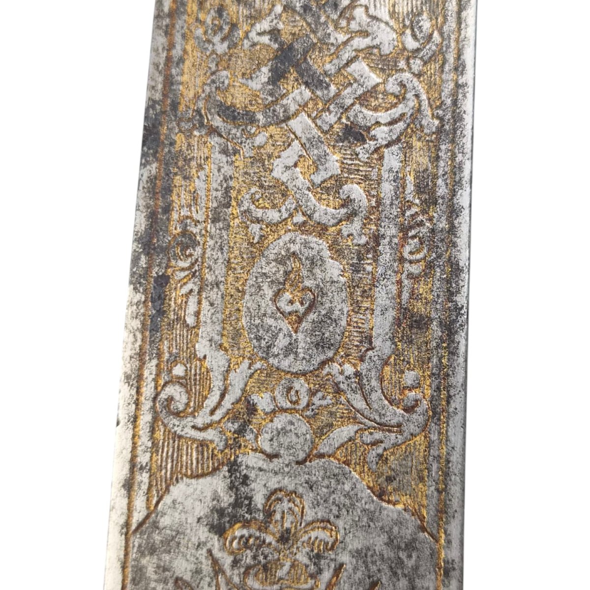 Rare poignard hybride européen-afghan du XIXe siècle, lame d'officier bleuie et dorée, monture -photo-4