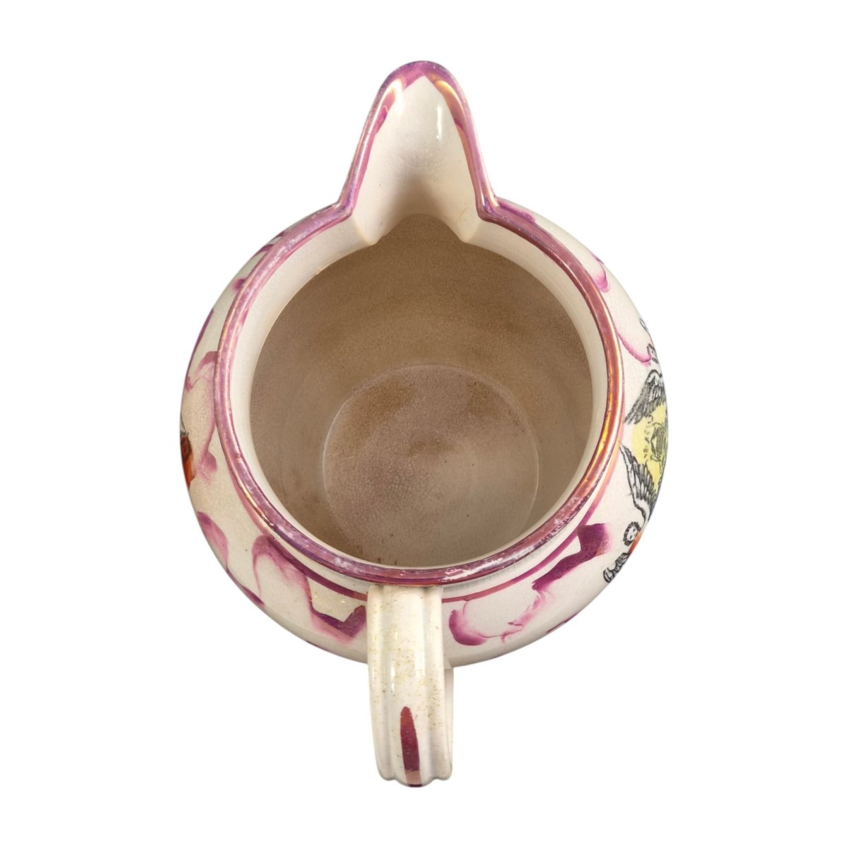 Sunderland Garrison Pottery Masonic Pitcher With Pink Glaze, C. 1855-photo-3