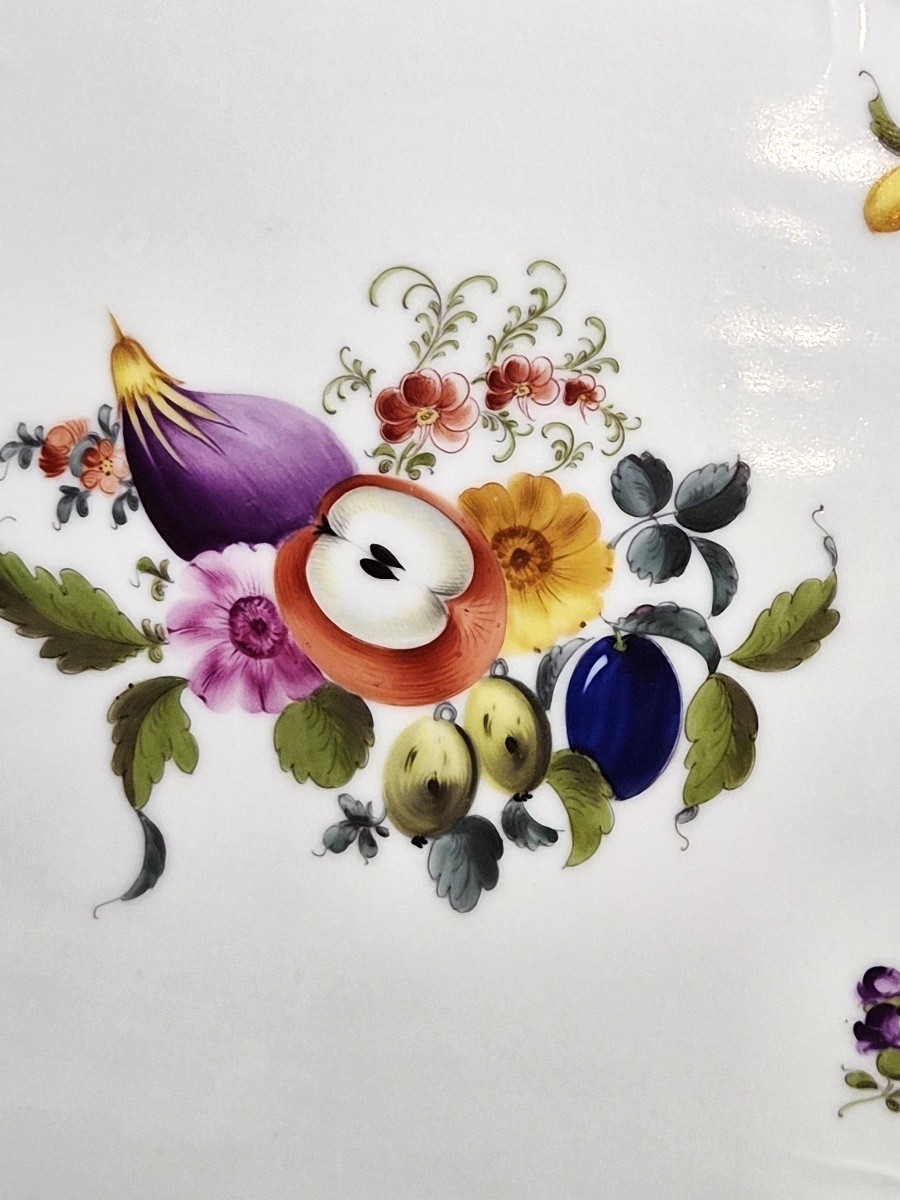 Antique Herend Fruit Bouquet Porcelain Ribbon Tray, C.1915–1930-photo-4