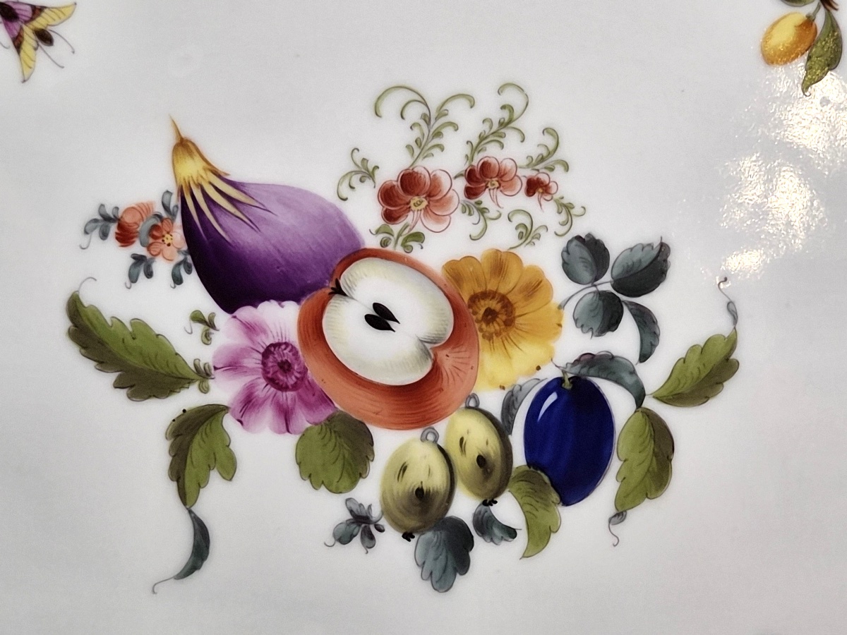 Antique Herend Fruit Bouquet Porcelain Ribbon Tray, C.1915–1930-photo-2
