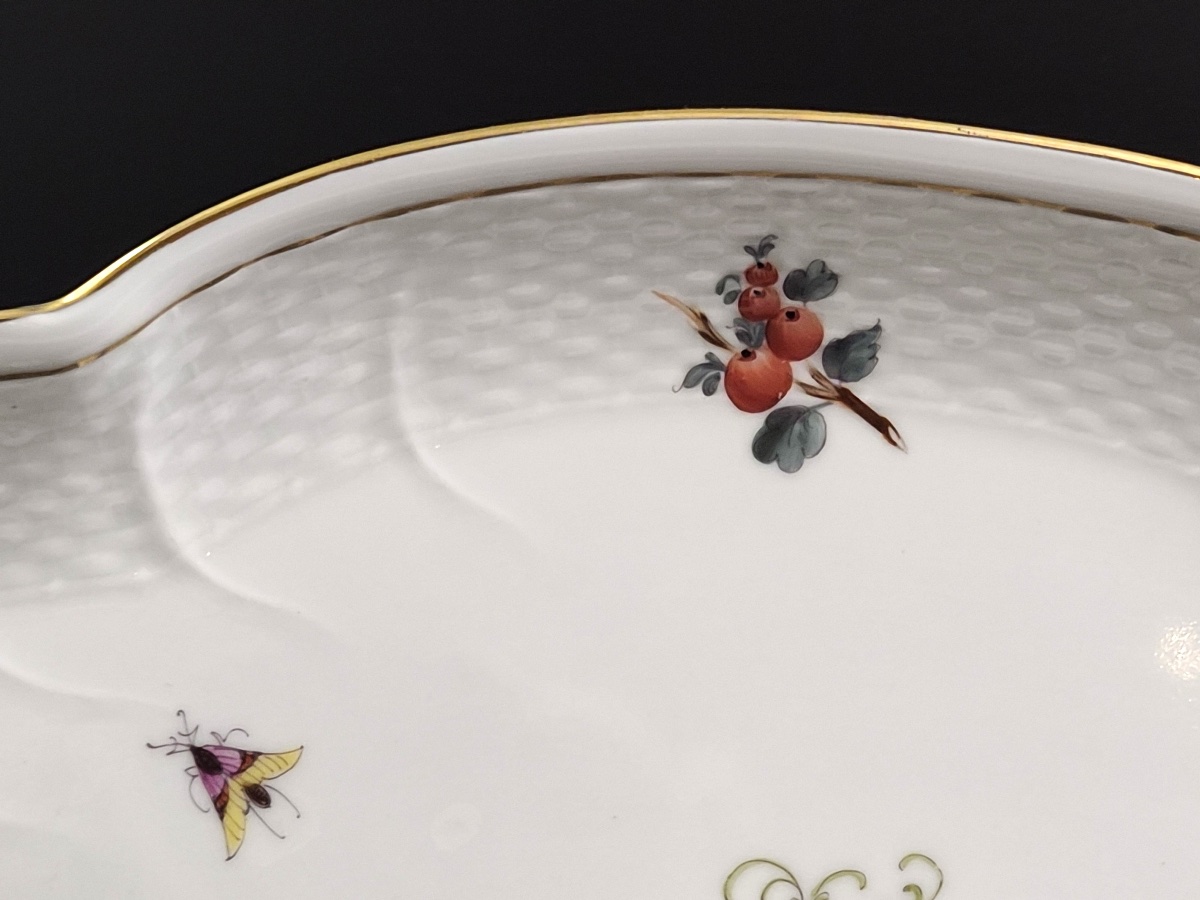 Antique Herend Fruit Bouquet Porcelain Ribbon Tray, C.1915–1930-photo-3