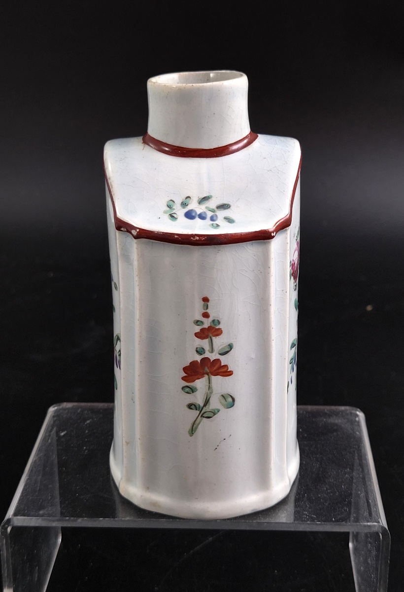 Boîte à thé de la Leeds Pottery aux émaux floraux, double marque, vers 1780-photo-4
