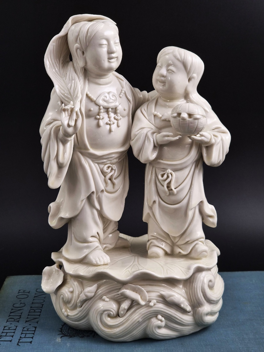 Exceptional Qing Dynasty Dehua Blanc-de-chine Hehe Erxian Figure Group-photo-3
