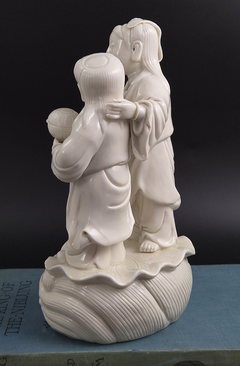 Exceptional Qing Dynasty Dehua Blanc-de-chine Hehe Erxian Figure Group-photo-1