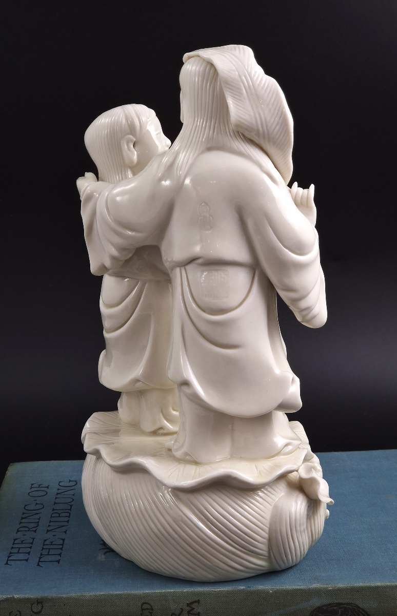 Exceptional Qing Dynasty Dehua Blanc-de-chine Hehe Erxian Figure Group-photo-3