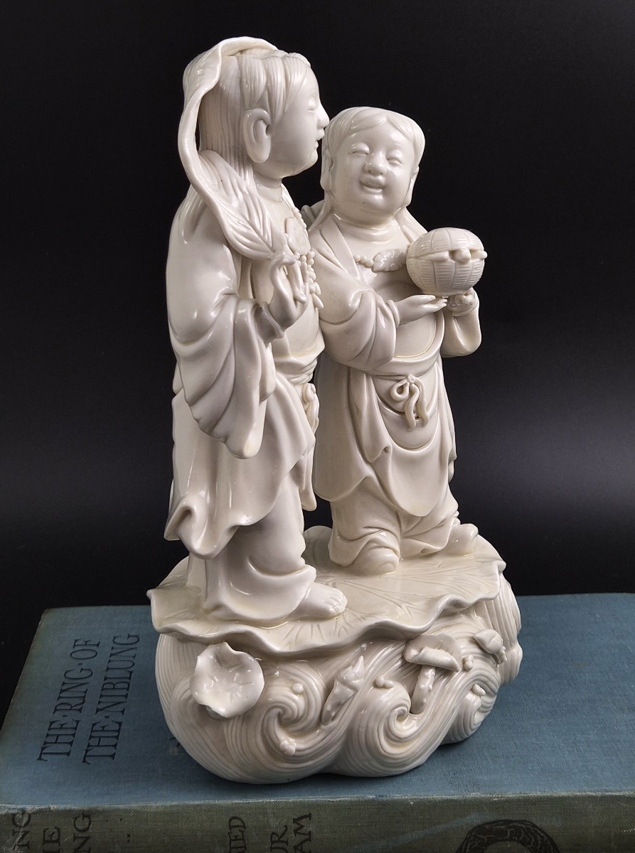 Exceptional Qing Dynasty Dehua Blanc-de-chine Hehe Erxian Figure Group-photo-5