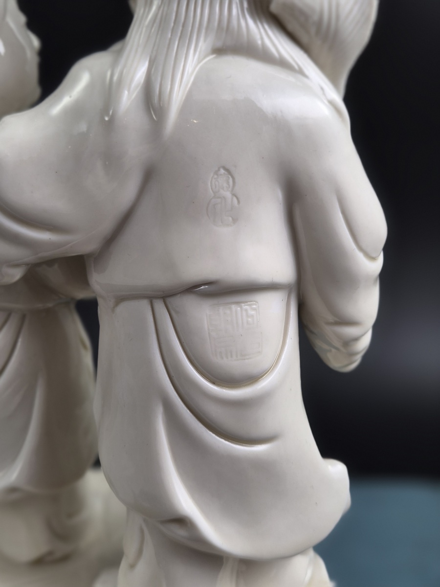 Exceptional Qing Dynasty Dehua Blanc-de-chine Hehe Erxian Figure Group-photo-6
