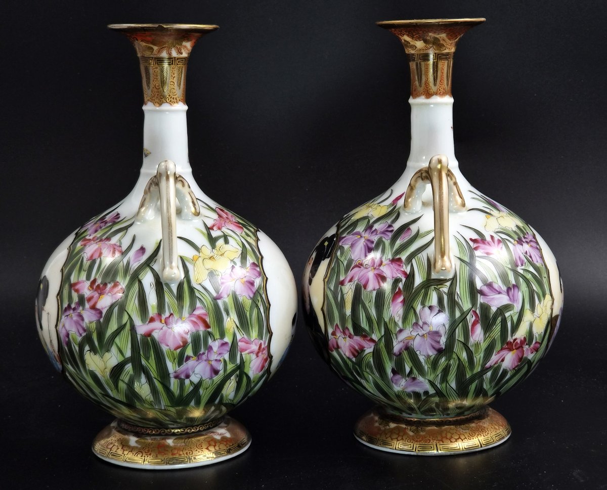 Paire de vases en porcelaine de Yokohama, époque Meiji, atelier Takasaka Toemon-photo-2