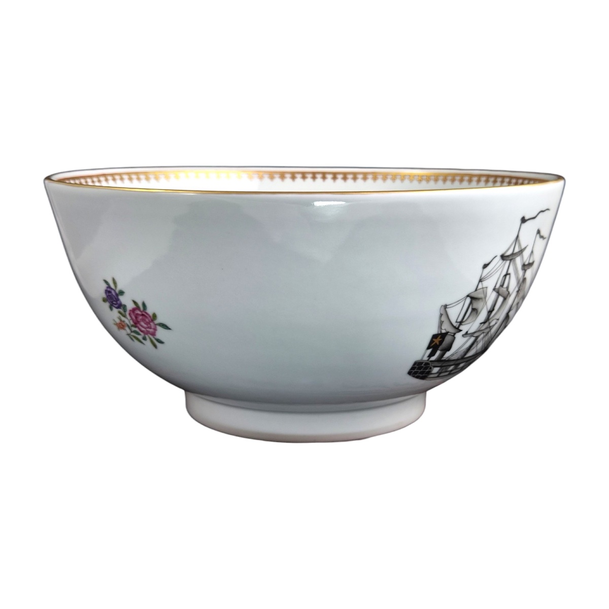 Large Chinese Porcelain Punch Bowl With Coat Of Arms, Late 18th Century-photo-2