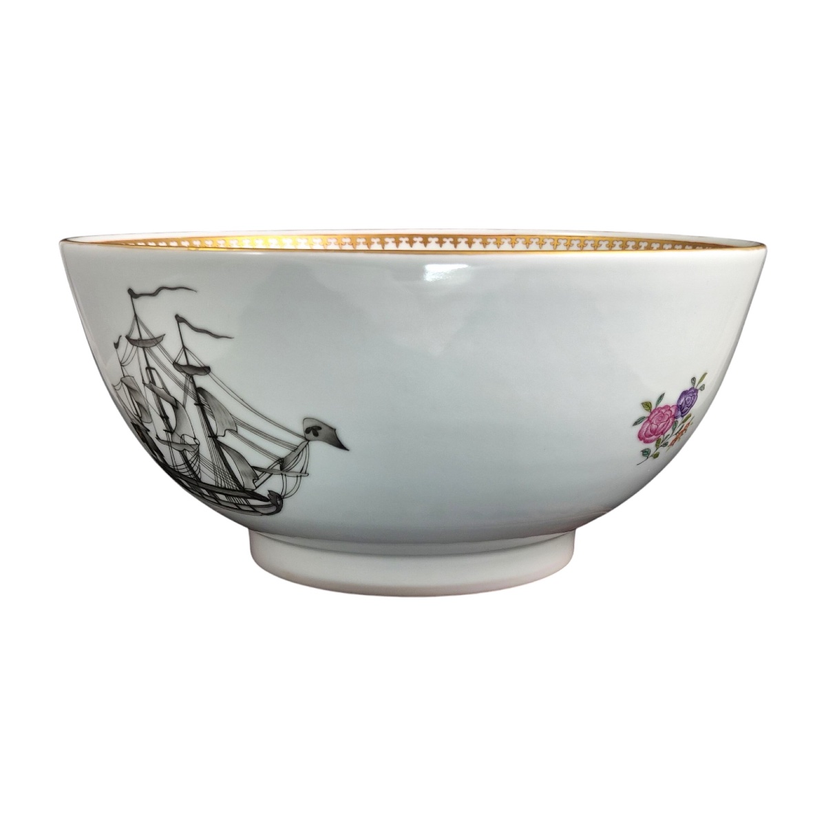 Large Chinese Porcelain Punch Bowl With Coat Of Arms, Late 18th Century-photo-3