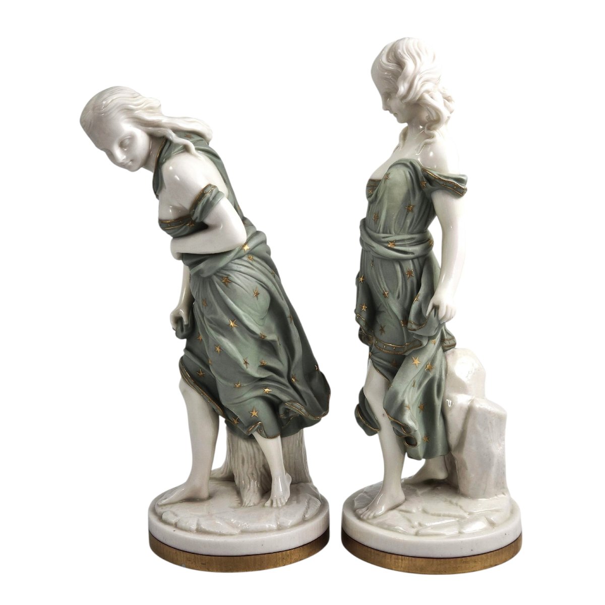 Royal Worcester, « Wind Maidens », Paire en Parian par James Hadley, vers 1870-photo-2