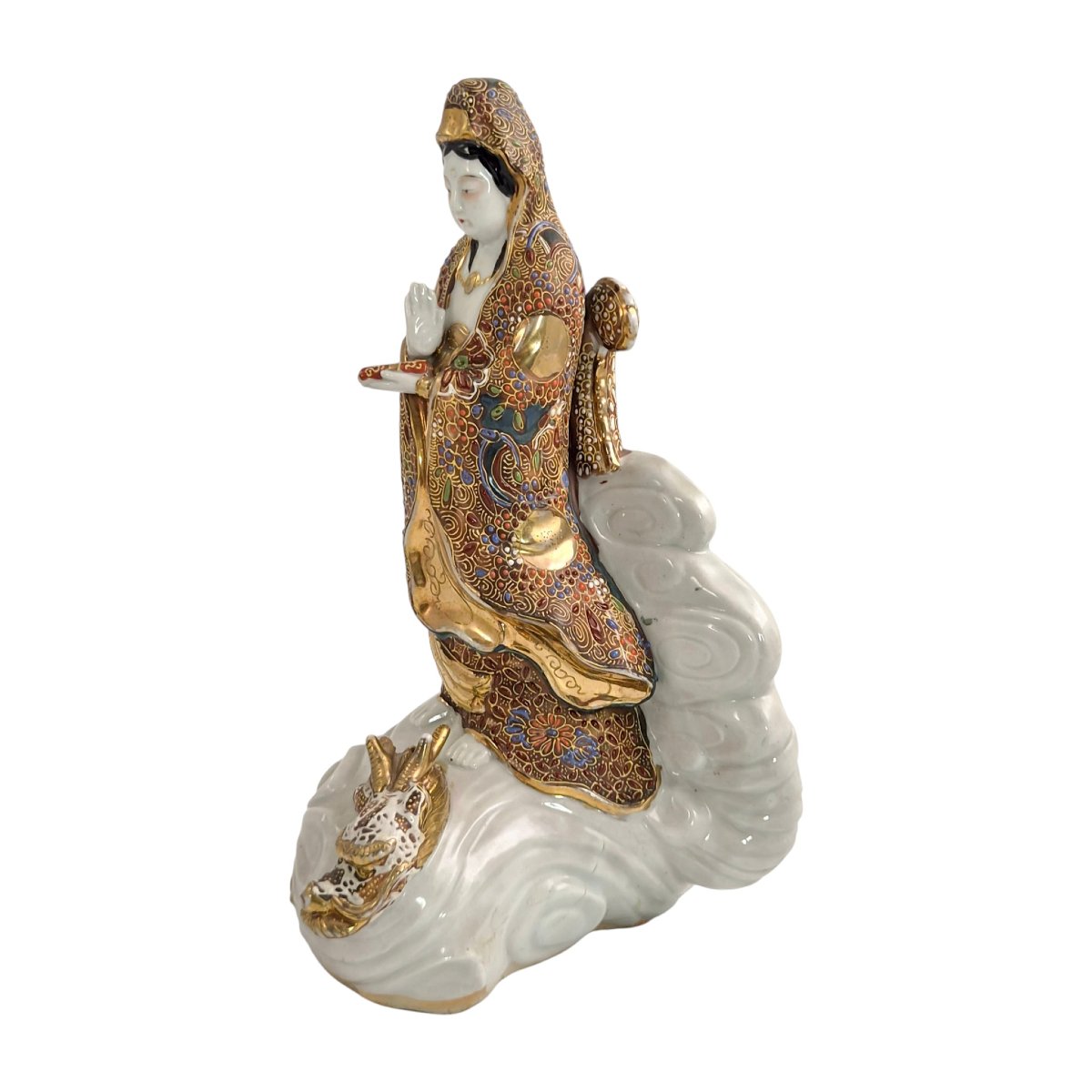 Kannon Kutani Moriage sur Dragon, époque Meiji, vers 1890–1910-photo-2
