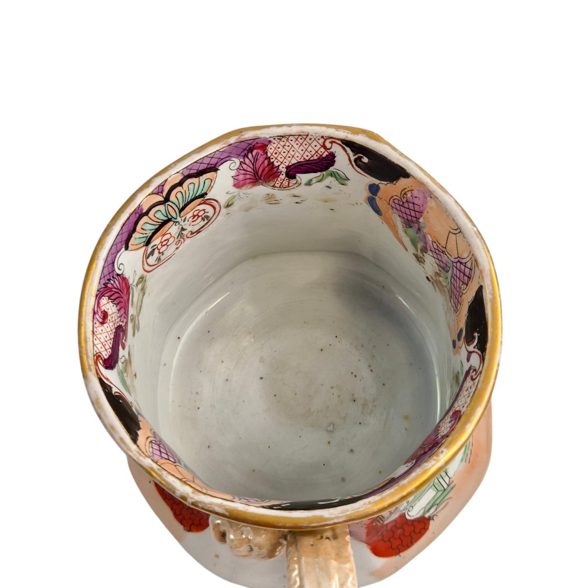 Grande chope Mason's Ironstone, décor Red Scale Conversation, anse hydre, v.1820-photo-3