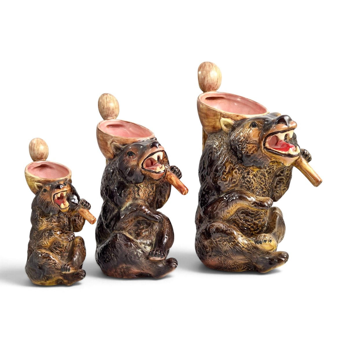 Ensemble de trois pichets à sirop en forme d'ours, Joseph Holdcroft, vers 1875