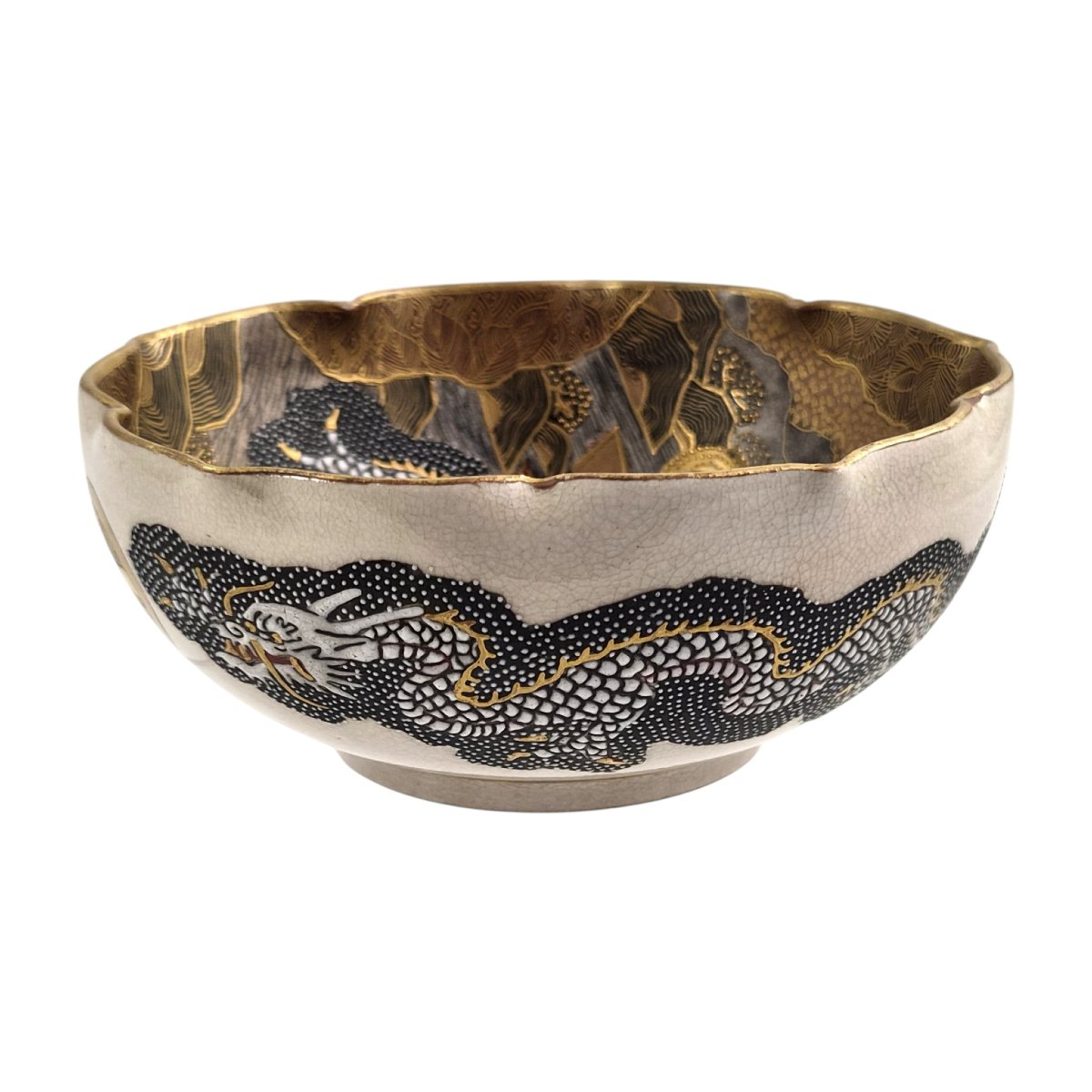 Hododa, Satsuma Cup Signed "taizan," Featuring Rakan And Dragons, Japan, Circa 1900-photo-4