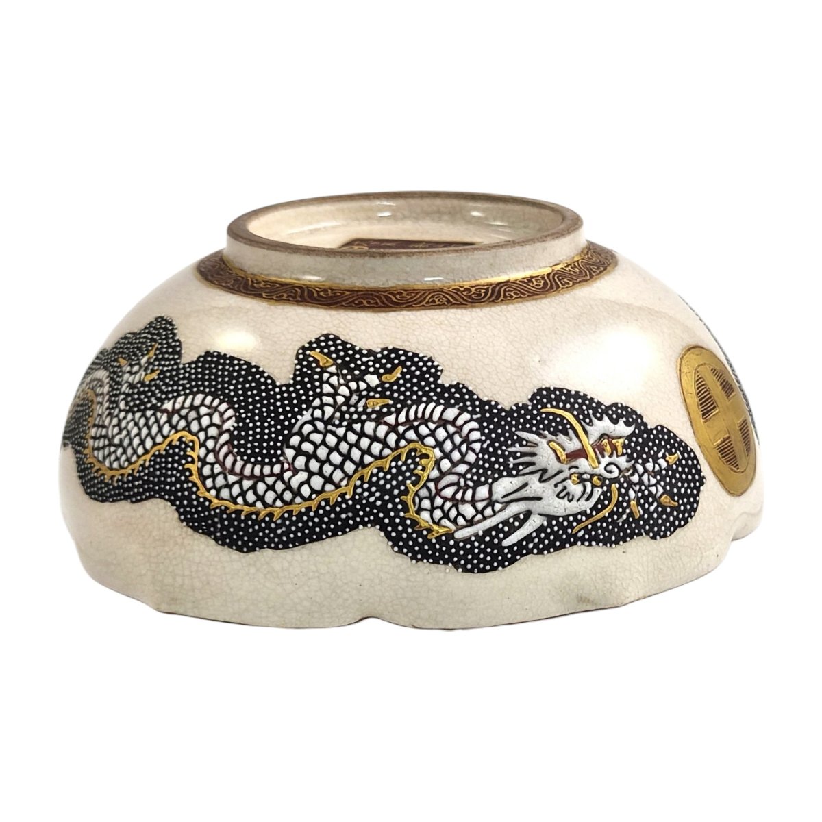 Hododa, Satsuma Cup Signed "taizan," Featuring Rakan And Dragons, Japan, Circa 1900-photo-7