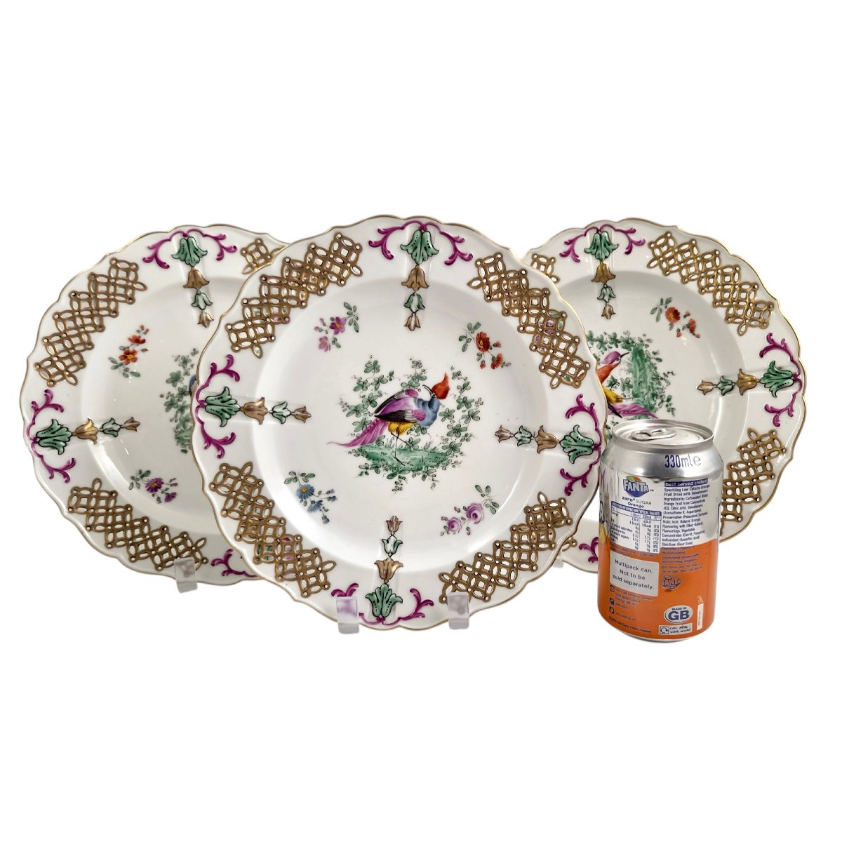 Three Samson Porcelain Plates, Chelsea Style, Circa 1860-photo-7