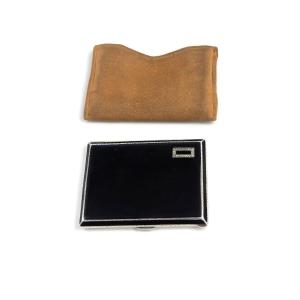 Sterling Silver Black Enamel Cigarette Case, London, 1932.