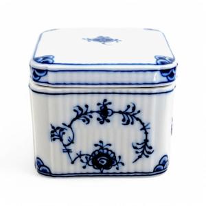Royal Copenhagen, Rare Blue Fluted Plain Square Trinket Box, 1979–1983