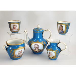 Cabaret Tête-à-Tête en Porcelaine de Paris, Style Sèvres à Portraits, Belle Époque, vers 1880–1